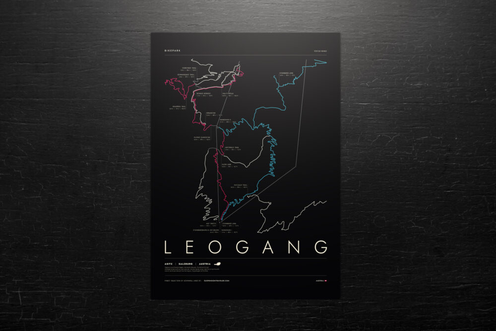 Black paper mockup on wooden background Leogang Bike Park Art Print