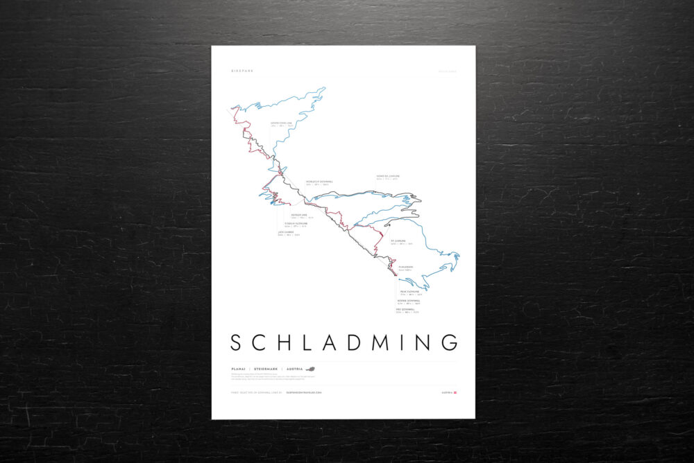 Black paper mockup on wooden background Schladming Bike Park Art Print