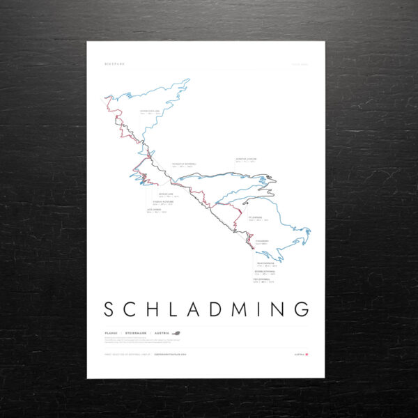 Black paper mockup on wooden background Schladming Bike Park Art Print