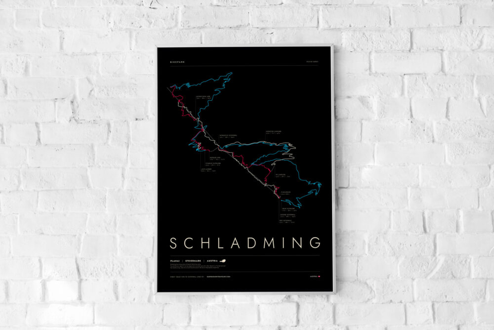 Photo frame mockup on the wall Schladming Bike Park Art Print
